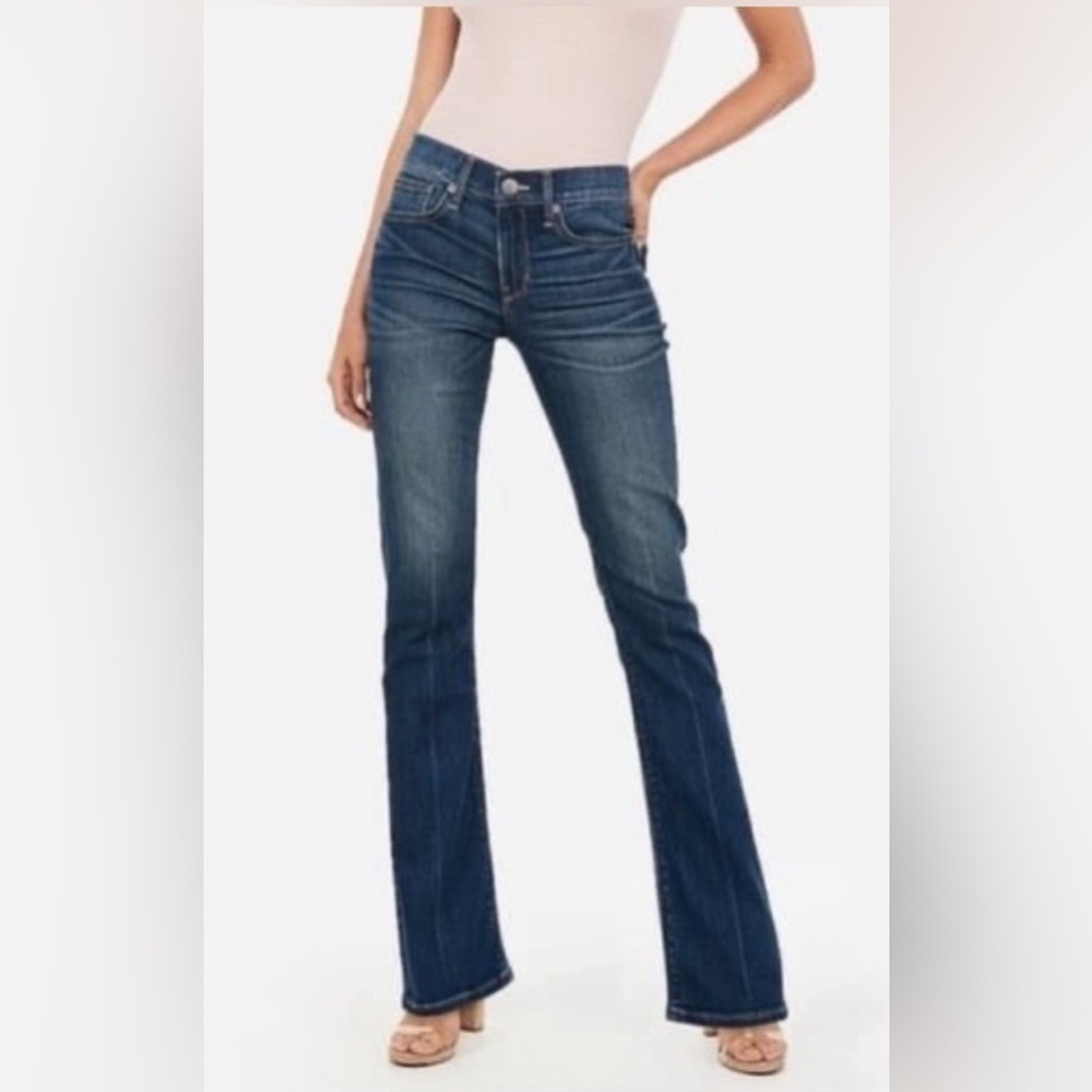 Express Jeans Womens 8R Blue Denim Dark Wash Boot Stella Low Rise Stretch Y2K